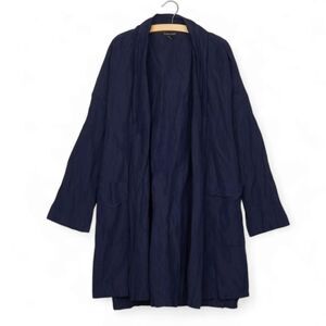 Eileen Fisher rumpled organic cotton open front kimono top oversize S